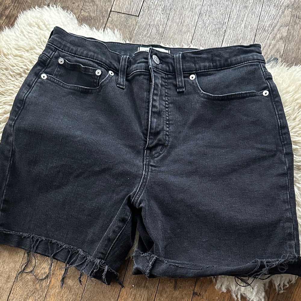 Madewell Black Frayed Hem Denim Jean Shorts